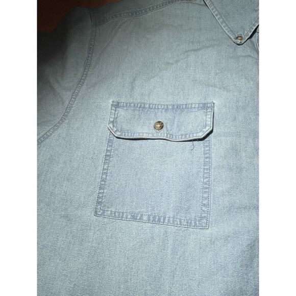 Vintage Carhartt Denim 2XL Denim Shirt 90s Y2K Denim Button Down XXL Work Shirt - Picture 4 of 9